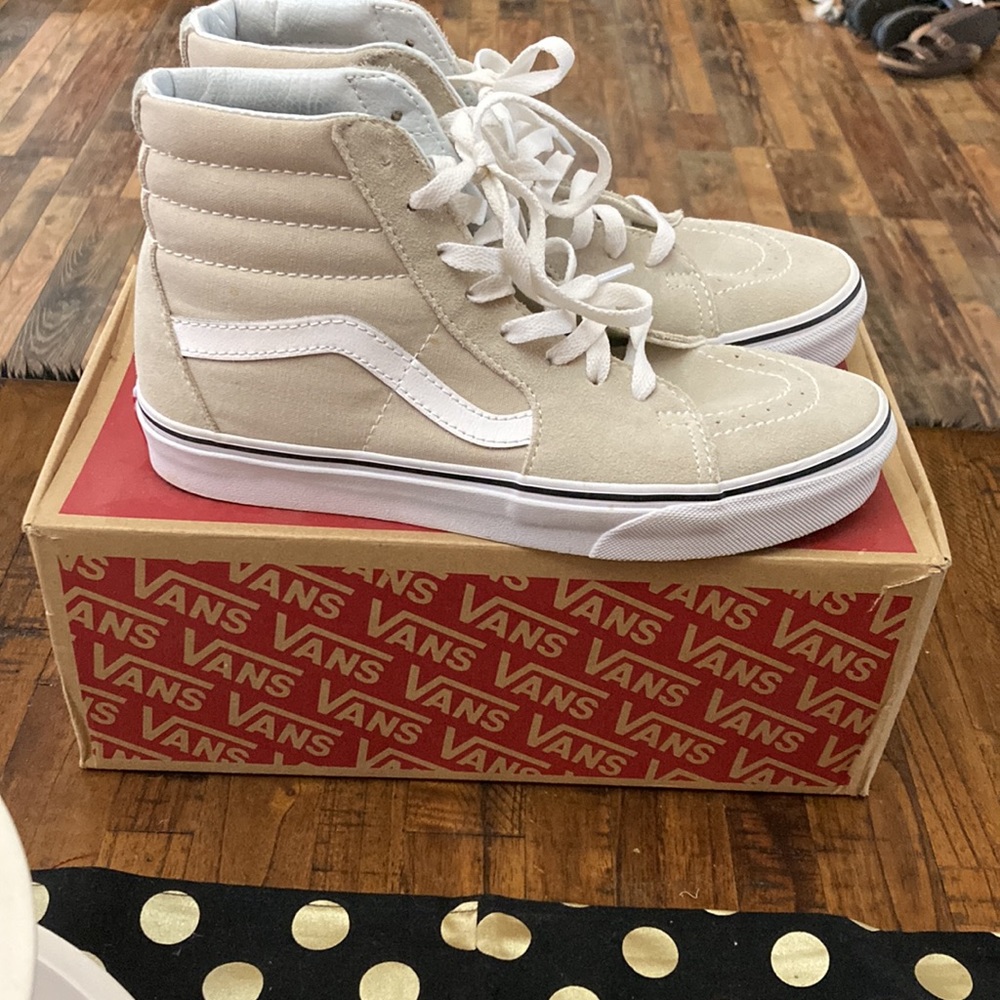 Cute Vans sneakers tan color only worn once or twice!